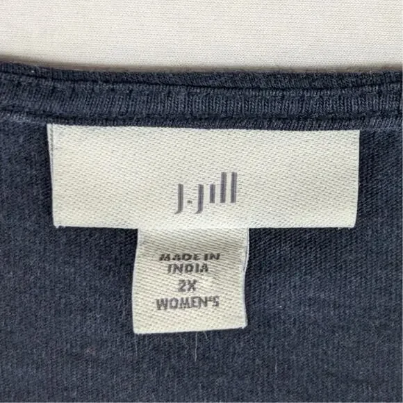 J Jill 2X Embroidered Open Front Knit Cardigan Womens Blue Floral Boho Top - Picture 2 of 4